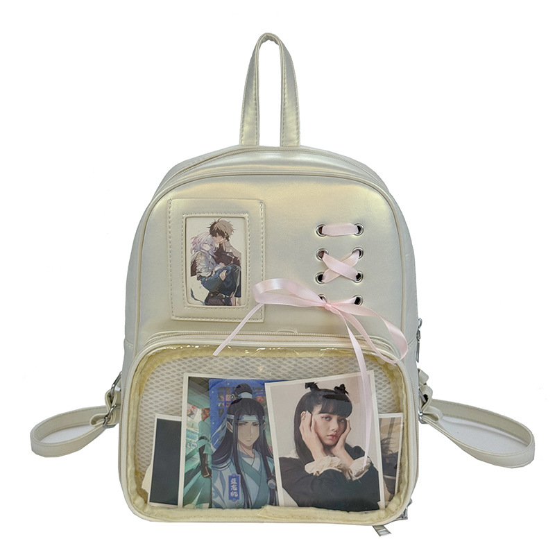 Prozirni PU ruksak za žene, Velika kapaciteta, Jesen 2025, Zatvaranje na zip, Skriveni džep na zip