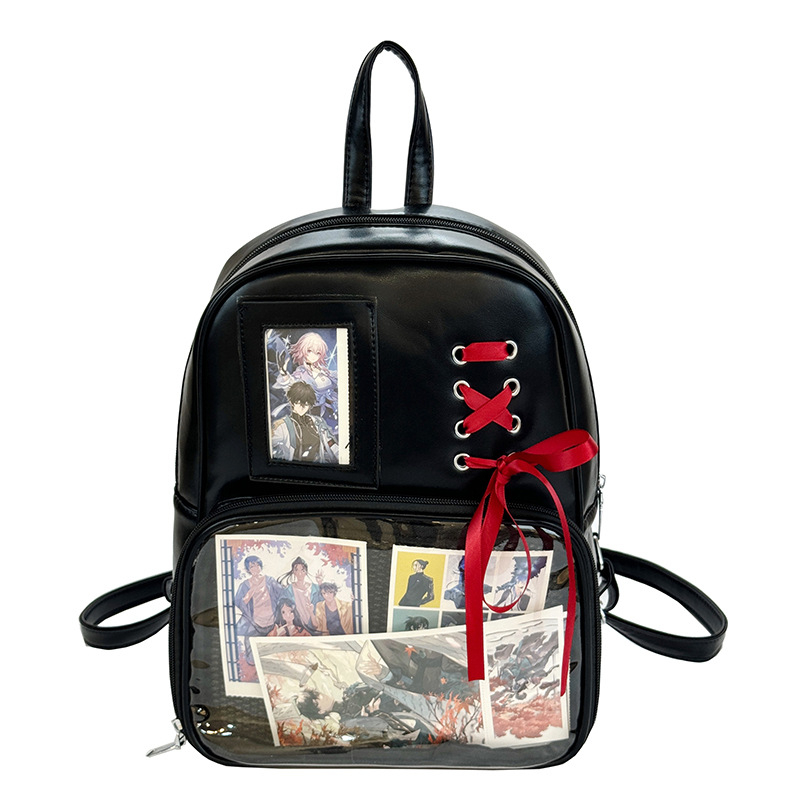 Prozirni PU ruksak za žene, Velika kapaciteta, Jesen 2025, Zatvaranje na zip, Skriveni džep na zip