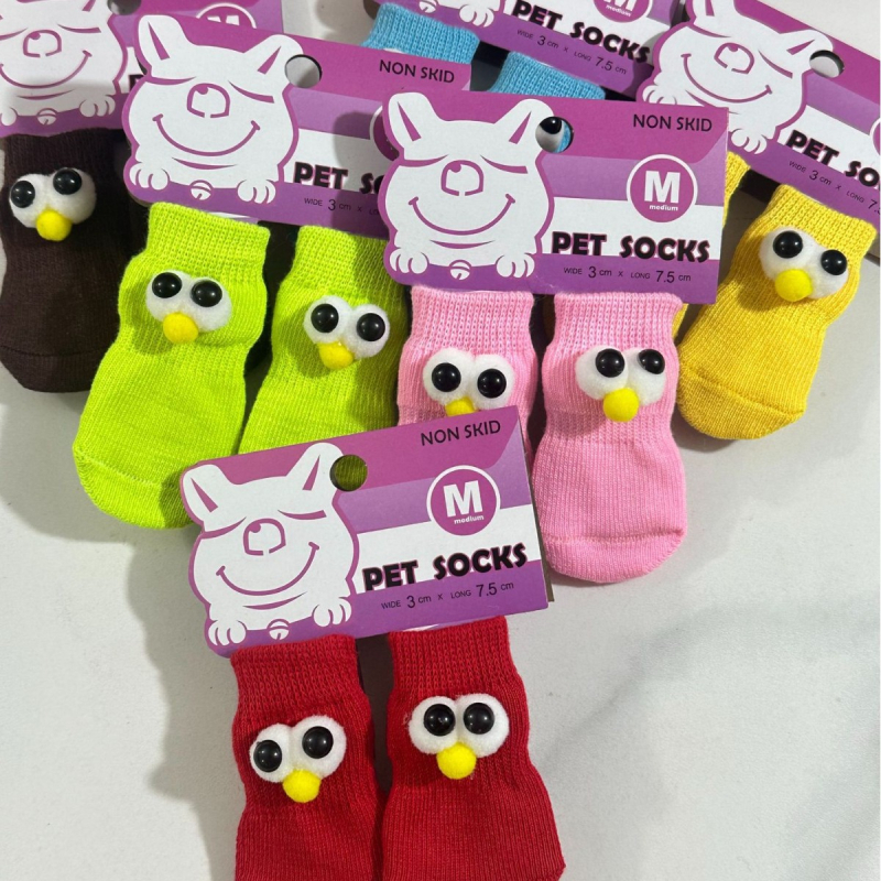Șosete pentru animale de companie – câini și pisici | Poliester, țesătură cu mașina de șosete, cusătură în vârf, adeziv anti-alunecare, utilizare universală, toate sezoanele