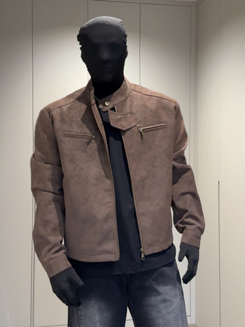 Harrington-stil jakna, vjetrovka sa stojećim ovratnikom, poliester, labav kroj, zip.