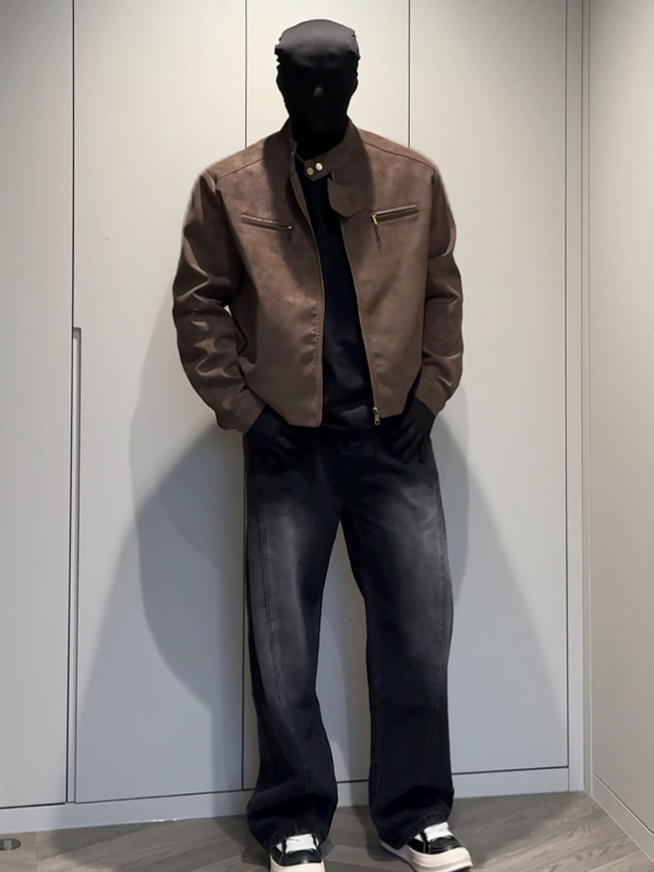 Harrington-stil jakna, vjetrovka sa stojećim ovratnikom, poliester, labav kroj, zip.