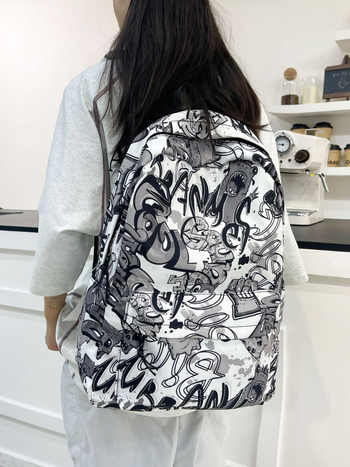 Ruksak za školu velikog kapaciteta s grafit dizajnom japanskog stila, svakodnevni ruksak za srednjoškolce, unisex