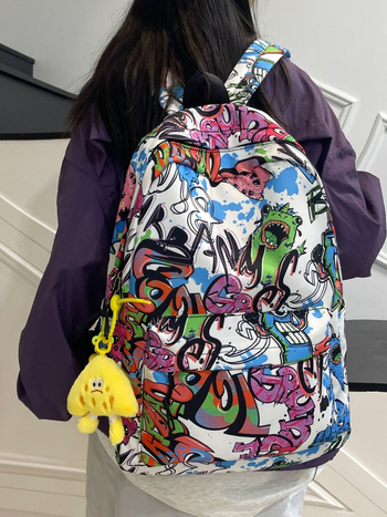 Ruksak za školu velikog kapaciteta s grafit dizajnom japanskog stila, svakodnevni ruksak za srednjoškolce, unisex
