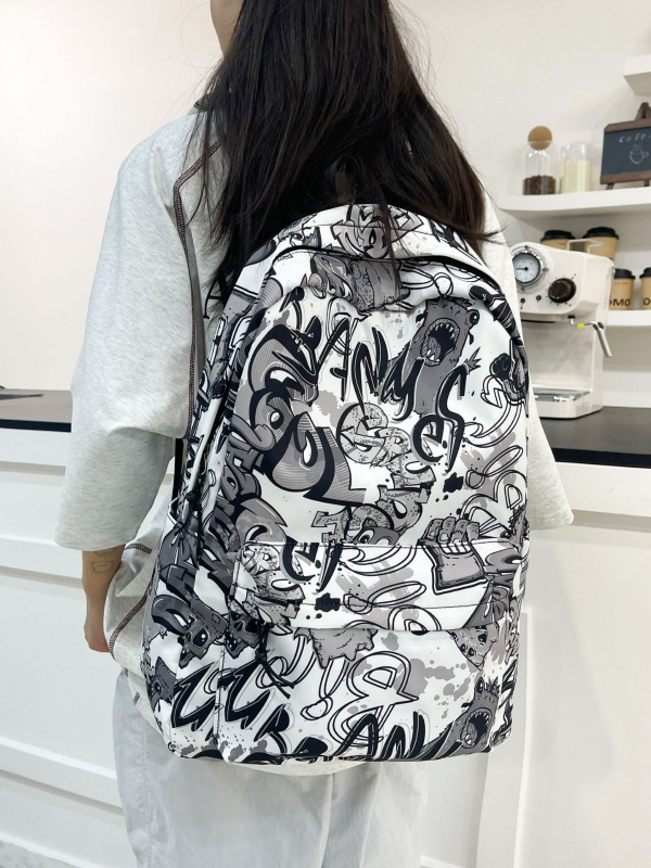 Ruksak za školu velikog kapaciteta s grafit dizajnom japanskog stila, svakodnevni ruksak za srednjoškolce, unisex