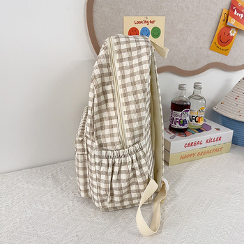Notelli Corduroy Plaid školska ruksak – mladenački kampus stil, zakrivljene naramenice, za školu
