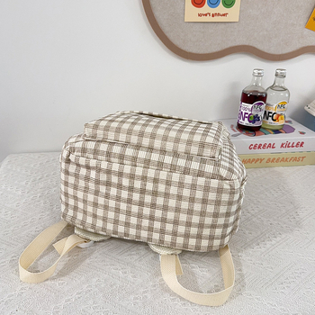 Notelli Corduroy Plaid školska ruksak – mladenački kampus stil, zakrivljene naramenice, za školu