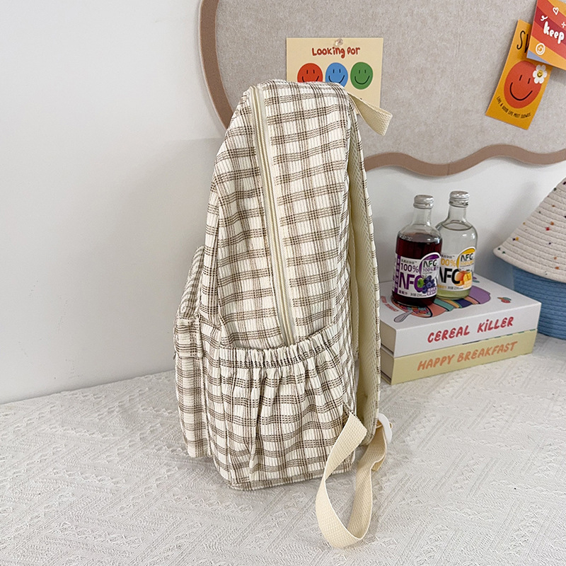 Notelli Corduroy Plaid školska ruksak – mladenački kampus stil, zakrivljene naramenice, za školu