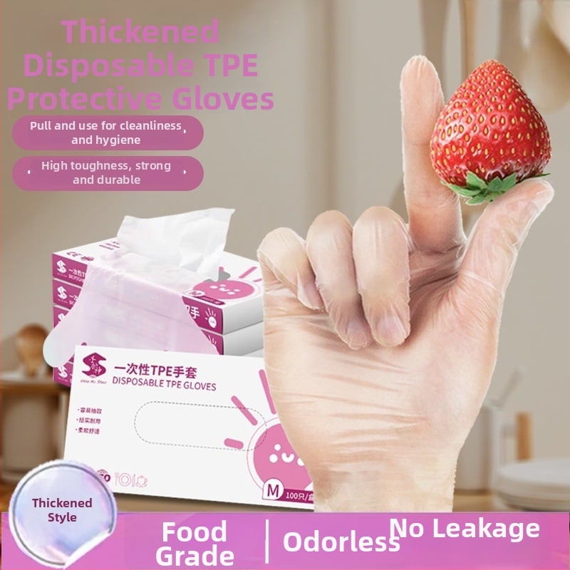Mănuși de unică folosință, TPE, alimentare, nitril, îngroșate, impermeabile și rezistente la ulei, pentru bucătărie