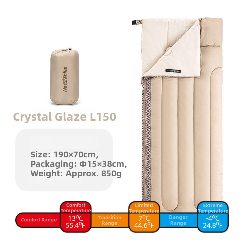 Naturehike felnőtt alvózsák szabadtéri kempinghez - borítékos kivitel, Hollow Cotton töltet, Chunya Spinning bélés, 850 g, 4 szezonos univerzális
