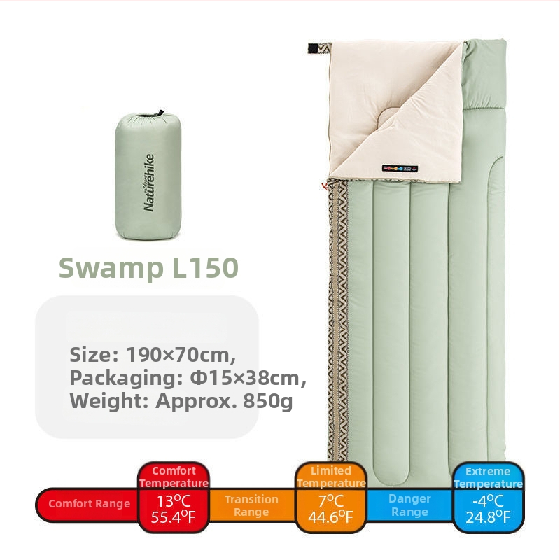 Naturehike felnőtt alvózsák szabadtéri kempinghez - borítékos kivitel, Hollow Cotton töltet, Chunya Spinning bélés, 850 g, 4 szezonos univerzális