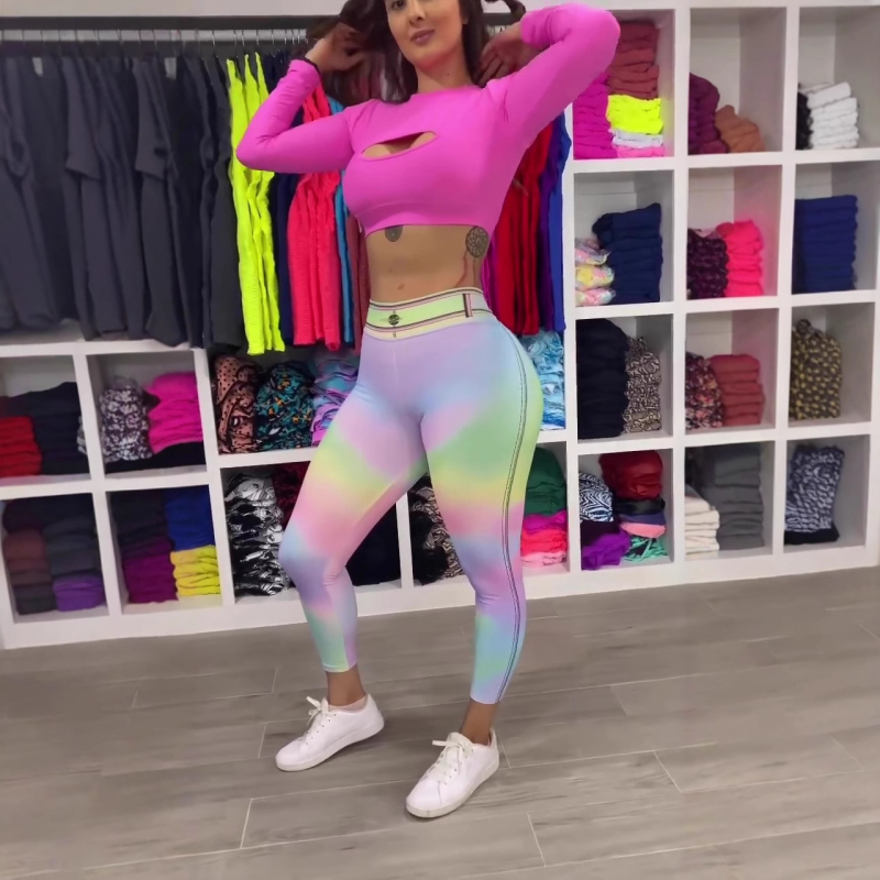 Leggings s 3D uzorkom, kratka dužina, visoka elastičnost, uski kroj