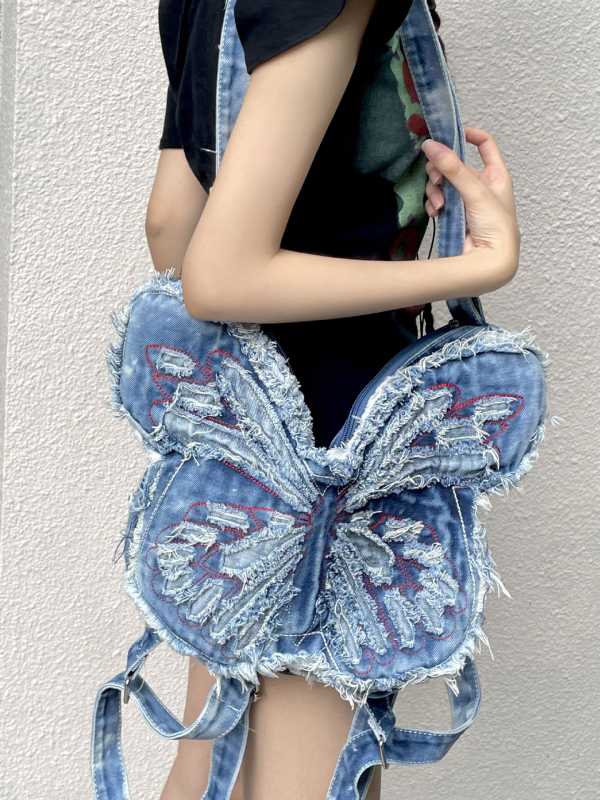 Ruksak - leptirov uzorak, poliester, zakrivljeni ramenski remen, street style, pogodan za sveučilište