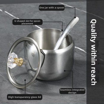 Laumont Σετ δοχείων μπαχαρικών από ανοξείδωτο χάλυβα 304 με κουταλάκι και γυάλινο καπάκι – σετ πολλών γεύσεων