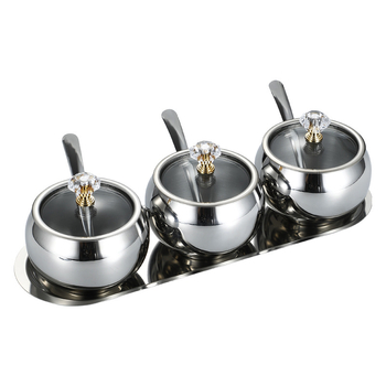 Laumont Σετ δοχείων μπαχαρικών από ανοξείδωτο χάλυβα 304 με κουταλάκι και γυάλινο καπάκι – σετ πολλών γεύσεων