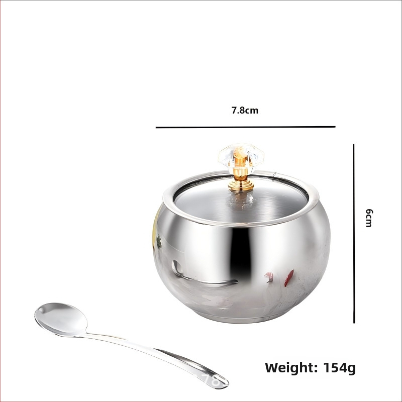 Laumont Σετ δοχείων μπαχαρικών από ανοξείδωτο χάλυβα 304 με κουταλάκι και γυάλινο καπάκι – σετ πολλών γεύσεων