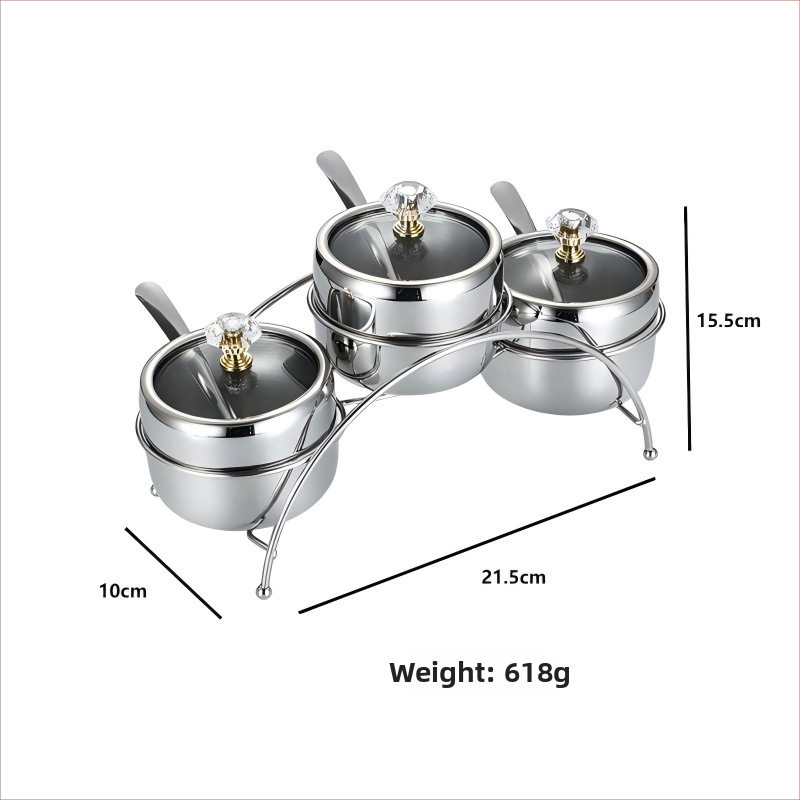 Laumont Σετ δοχείων μπαχαρικών από ανοξείδωτο χάλυβα 304 με κουταλάκι και γυάλινο καπάκι – σετ πολλών γεύσεων