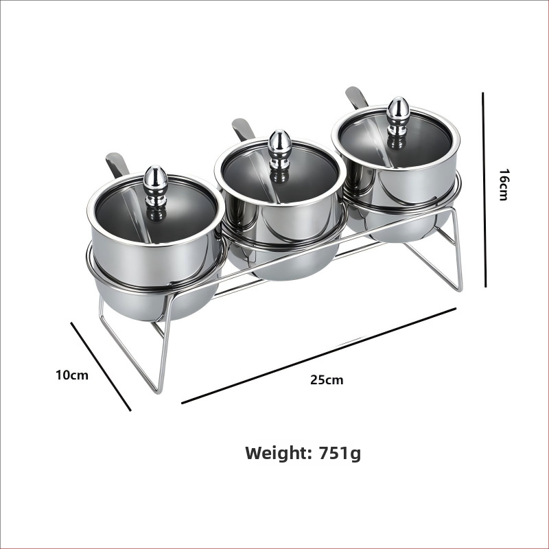 Laumont Σετ δοχείων μπαχαρικών από ανοξείδωτο χάλυβα 304 με κουταλάκι και γυάλινο καπάκι – σετ πολλών γεύσεων