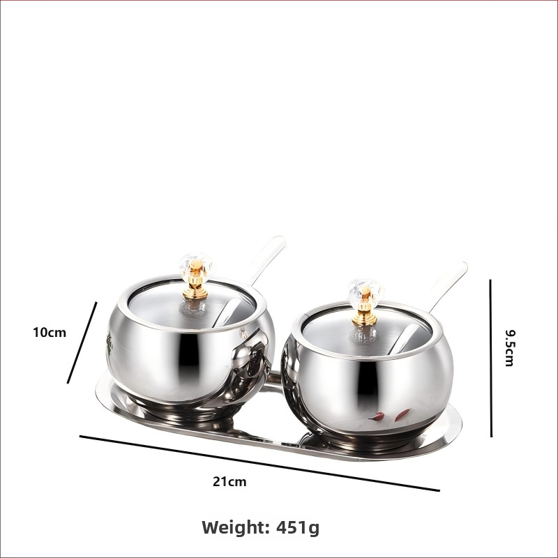 Laumont Σετ δοχείων μπαχαρικών από ανοξείδωτο χάλυβα 304 με κουταλάκι και γυάλινο καπάκι – σετ πολλών γεύσεων