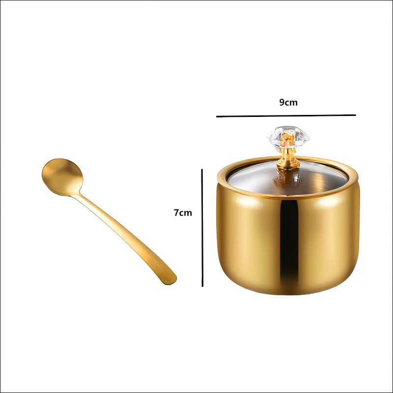 Laumont Σετ δοχείων μπαχαρικών από ανοξείδωτο χάλυβα 304 με κουταλάκι και γυάλινο καπάκι – σετ πολλών γεύσεων