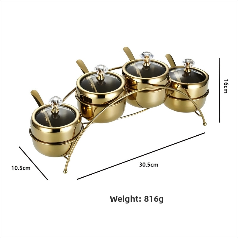 Laumont Σετ δοχείων μπαχαρικών από ανοξείδωτο χάλυβα 304 με κουταλάκι και γυάλινο καπάκι – σετ πολλών γεύσεων