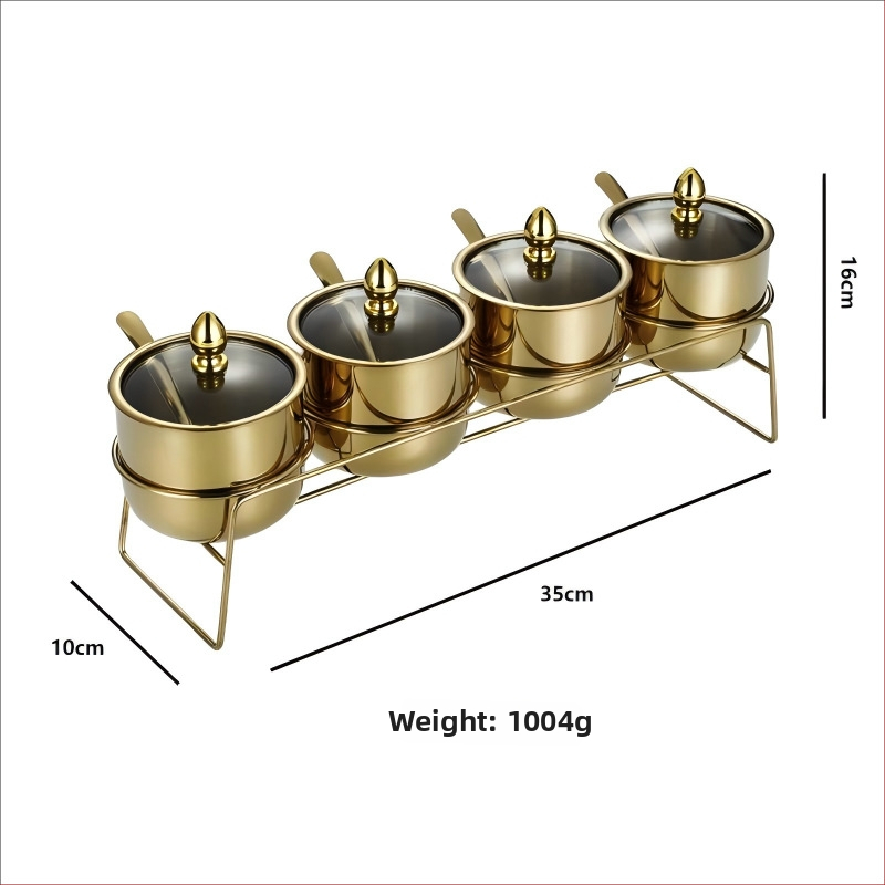 Laumont Σετ δοχείων μπαχαρικών από ανοξείδωτο χάλυβα 304 με κουταλάκι και γυάλινο καπάκι – σετ πολλών γεύσεων