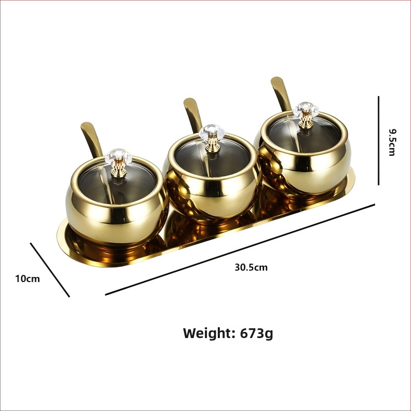 Laumont Σετ δοχείων μπαχαρικών από ανοξείδωτο χάλυβα 304 με κουταλάκι και γυάλινο καπάκι – σετ πολλών γεύσεων