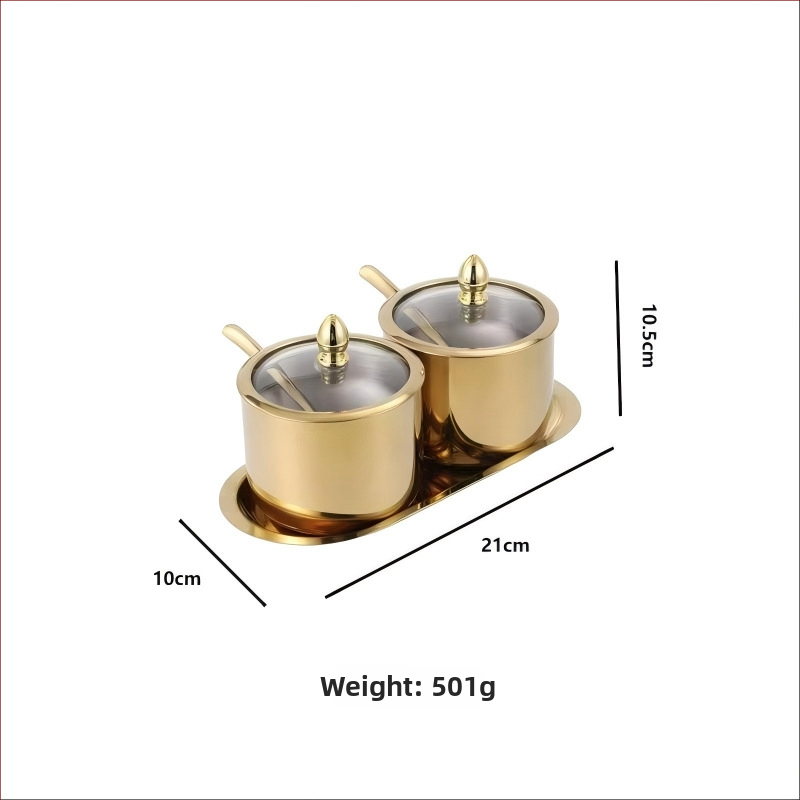 Laumont Σετ δοχείων μπαχαρικών από ανοξείδωτο χάλυβα 304 με κουταλάκι και γυάλινο καπάκι – σετ πολλών γεύσεων