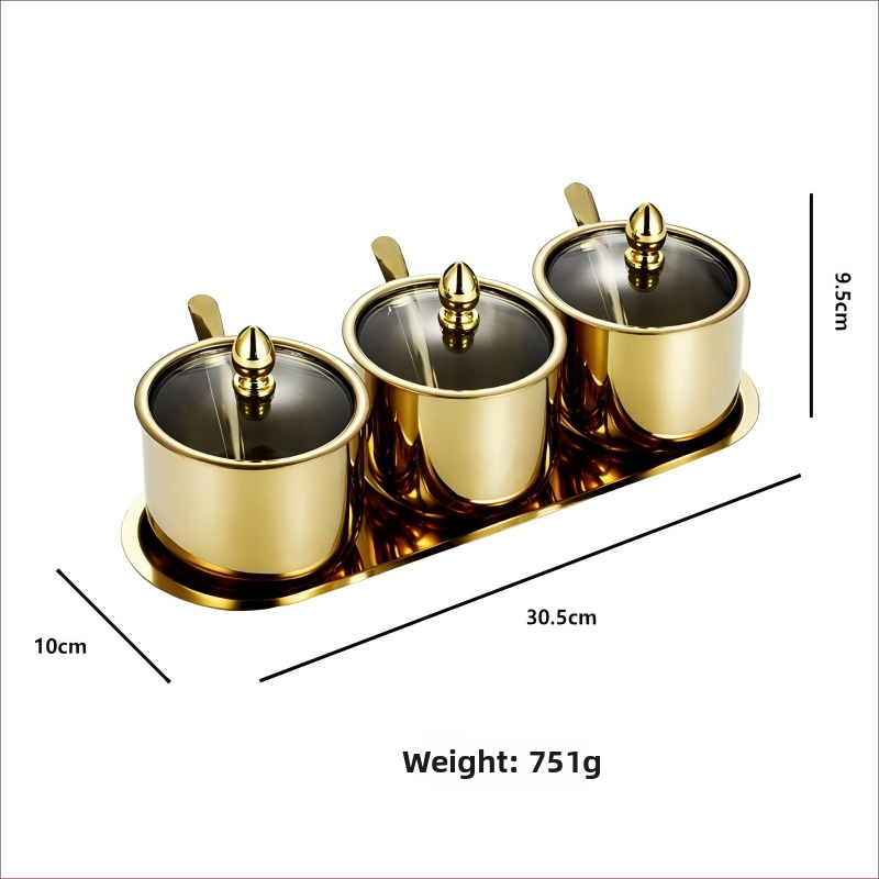 Laumont Σετ δοχείων μπαχαρικών από ανοξείδωτο χάλυβα 304 με κουταλάκι και γυάλινο καπάκι – σετ πολλών γεύσεων