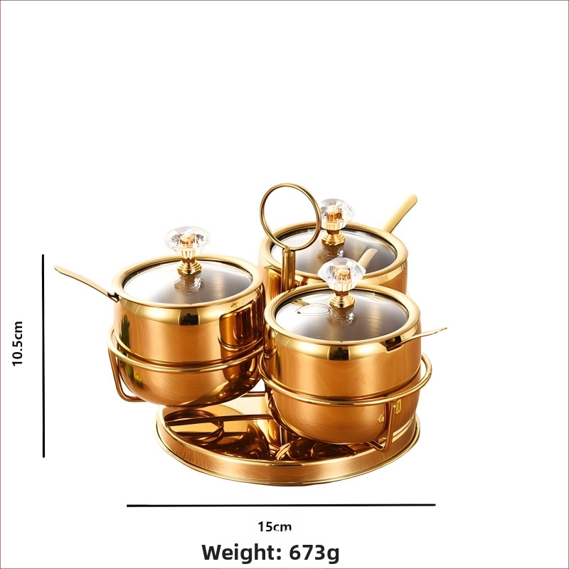 Laumont Σετ δοχείων μπαχαρικών από ανοξείδωτο χάλυβα 304 με κουταλάκι και γυάλινο καπάκι – σετ πολλών γεύσεων