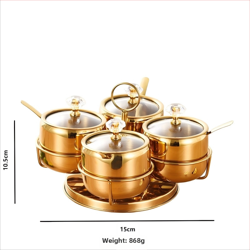 Laumont Σετ δοχείων μπαχαρικών από ανοξείδωτο χάλυβα 304 με κουταλάκι και γυάλινο καπάκι – σετ πολλών γεύσεων