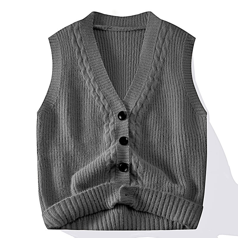 Muški pleteni kardigan s V-izrezom, dugi rukavi, široki kroj, jacquard pletenina