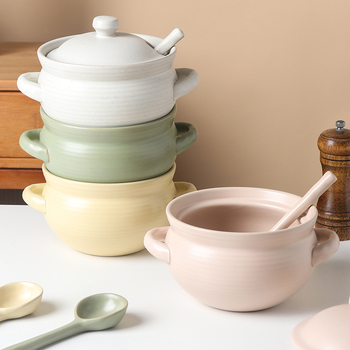 Κεραμικός κάδος λαδιού με δύο αφτιά, καπάκι και κουταλάκι, ιαπωνικού στυλ κουζίνας για υγρά καρυκεύματα, ανθεκτικό σε υψηλές θερμοκρασίες, δυνατότητα προσαρμογής