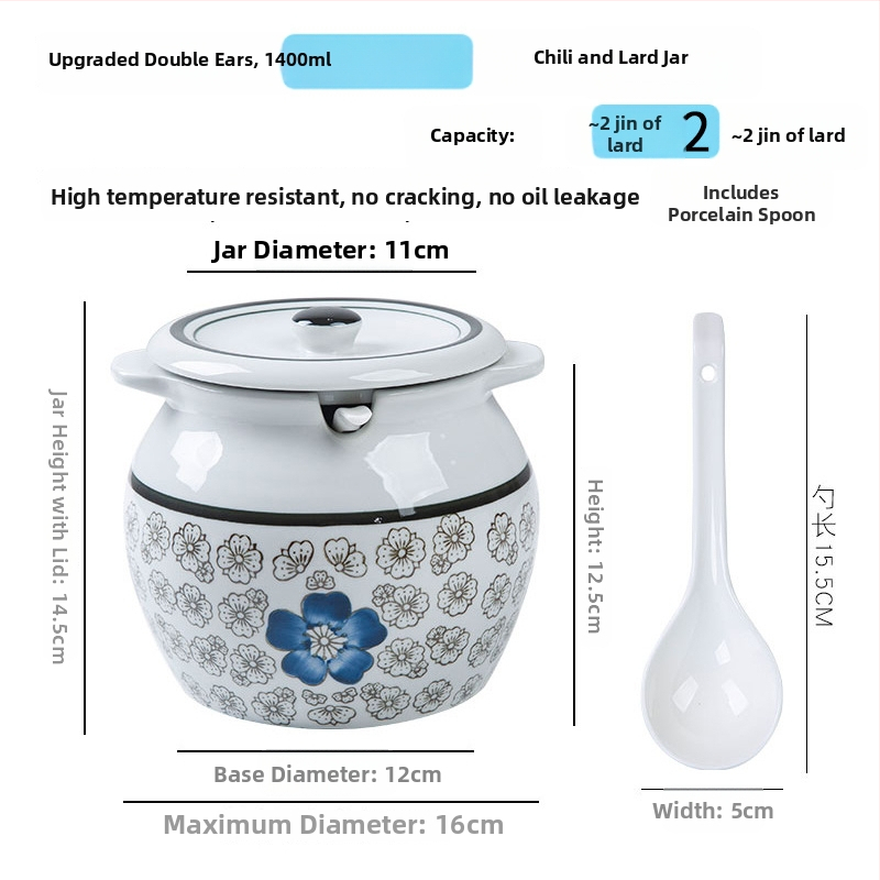 Keramická nádoba na koreniny s držadlom a vekom, pre tekuté dochucovadlá, klasický dizajn s dvomi ušami, nový čínsky štýl, prvotriedna kvalita