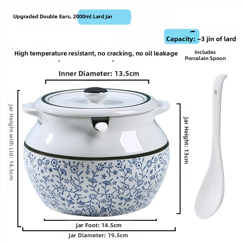 Keramická nádoba na koreniny s držadlom a vekom, pre tekuté dochucovadlá, klasický dizajn s dvomi ušami, nový čínsky štýl, prvotriedna kvalita