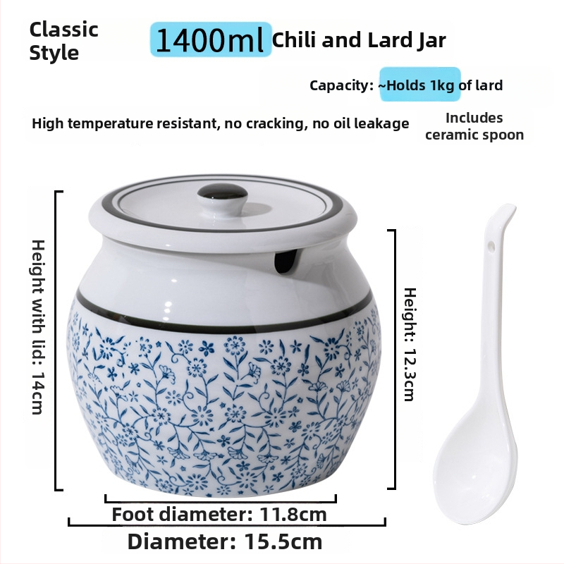 Keramická nádoba na koreniny s držadlom a vekom, pre tekuté dochucovadlá, klasický dizajn s dvomi ušami, nový čínsky štýl, prvotriedna kvalita