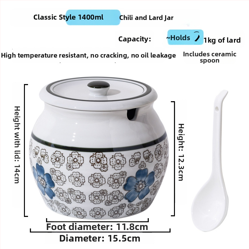 Keramická nádoba na koreniny s držadlom a vekom, pre tekuté dochucovadlá, klasický dizajn s dvomi ušami, nový čínsky štýl, prvotriedna kvalita