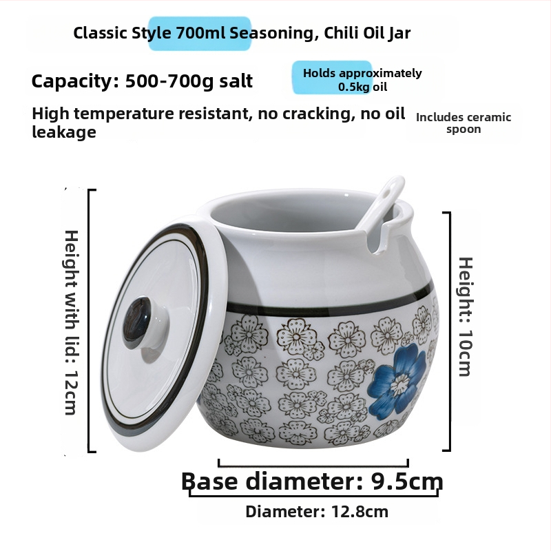 Keramická nádoba na koreniny s držadlom a vekom, pre tekuté dochucovadlá, klasický dizajn s dvomi ušami, nový čínsky štýl, prvotriedna kvalita
