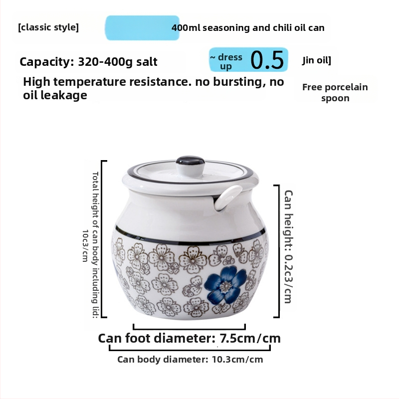 Keramická nádoba na koreniny s držadlom a vekom, pre tekuté dochucovadlá, klasický dizajn s dvomi ušami, nový čínsky štýl, prvotriedna kvalita