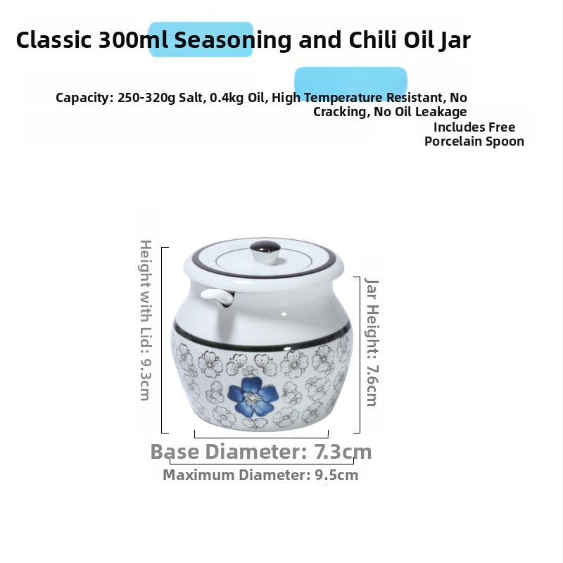 Keramická nádoba na koreniny s držadlom a vekom, pre tekuté dochucovadlá, klasický dizajn s dvomi ušami, nový čínsky štýl, prvotriedna kvalita
