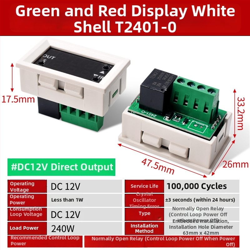 12V relé modul s cyklickým zapínaním a vypínaním a digitálnym dvojitým LED displejom