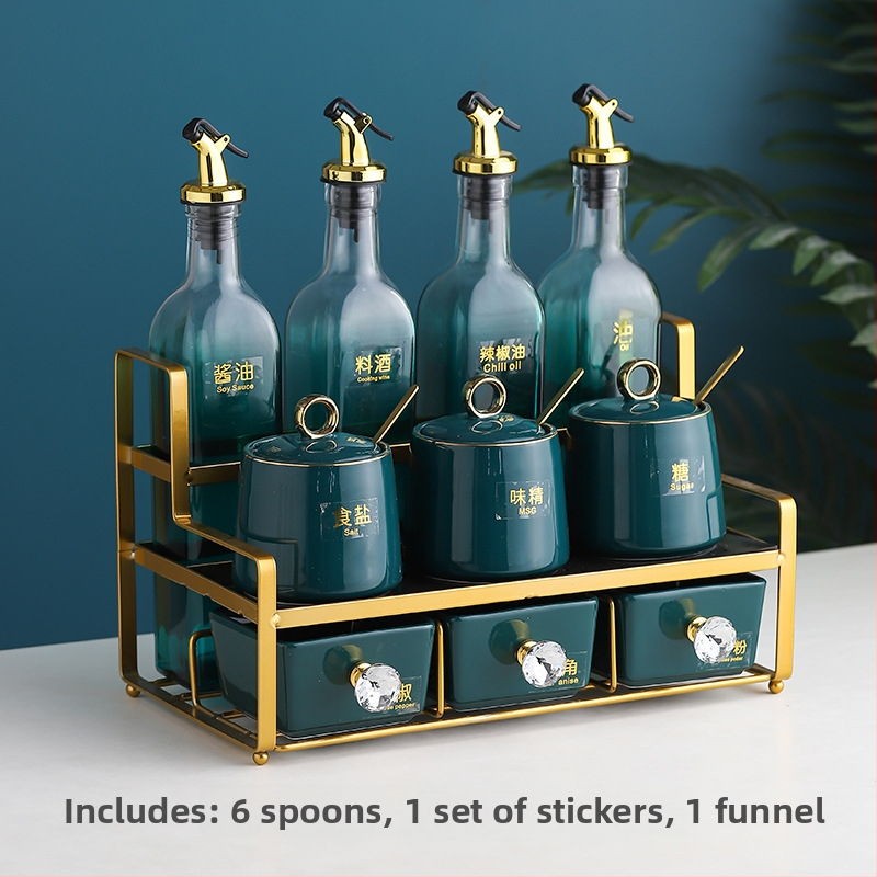 Keramická súprava fľaštičiek na korenie – na olej, soľ, omáčku a ocot