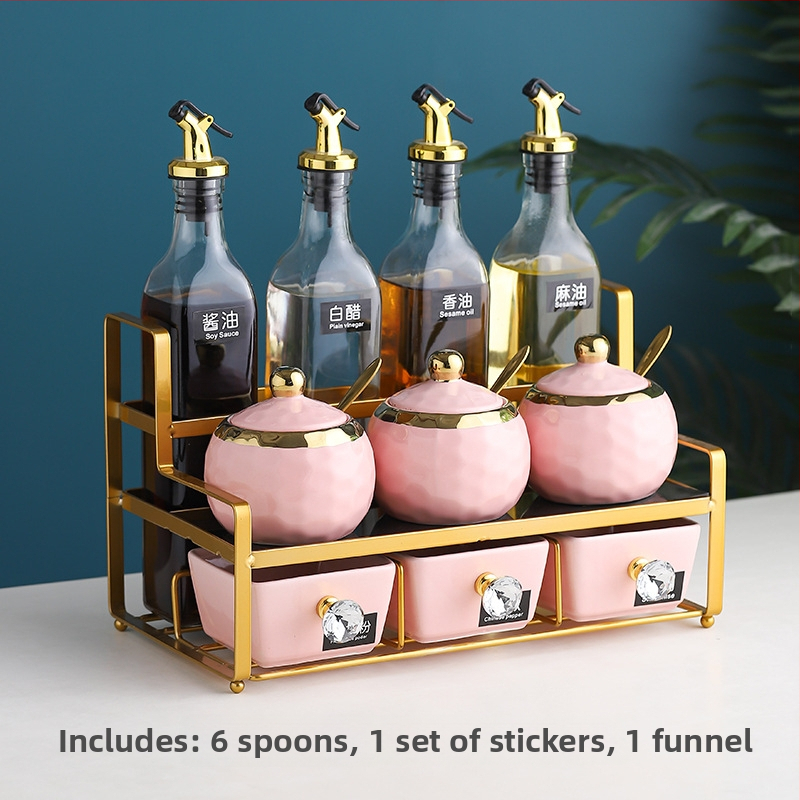 Keramická súprava fľaštičiek na korenie – na olej, soľ, omáčku a ocot