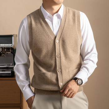 100% kašmir kardigan-vest bez rukava, V-izrez, slobodan kroj