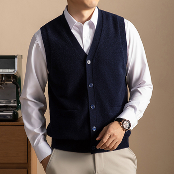 100% kašmir kardigan-vest bez rukava, V-izrez, slobodan kroj