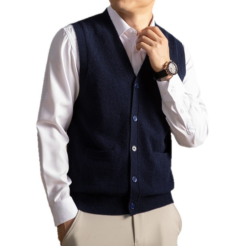 100% kašmir kardigan-vest bez rukava, V-izrez, slobodan kroj