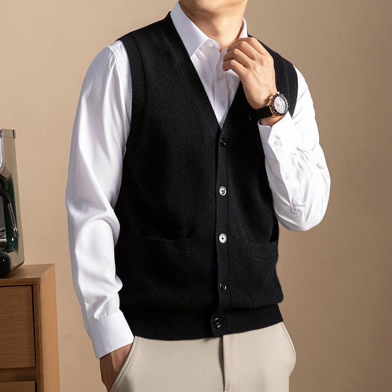 100% kašmir kardigan-vest bez rukava, V-izrez, slobodan kroj