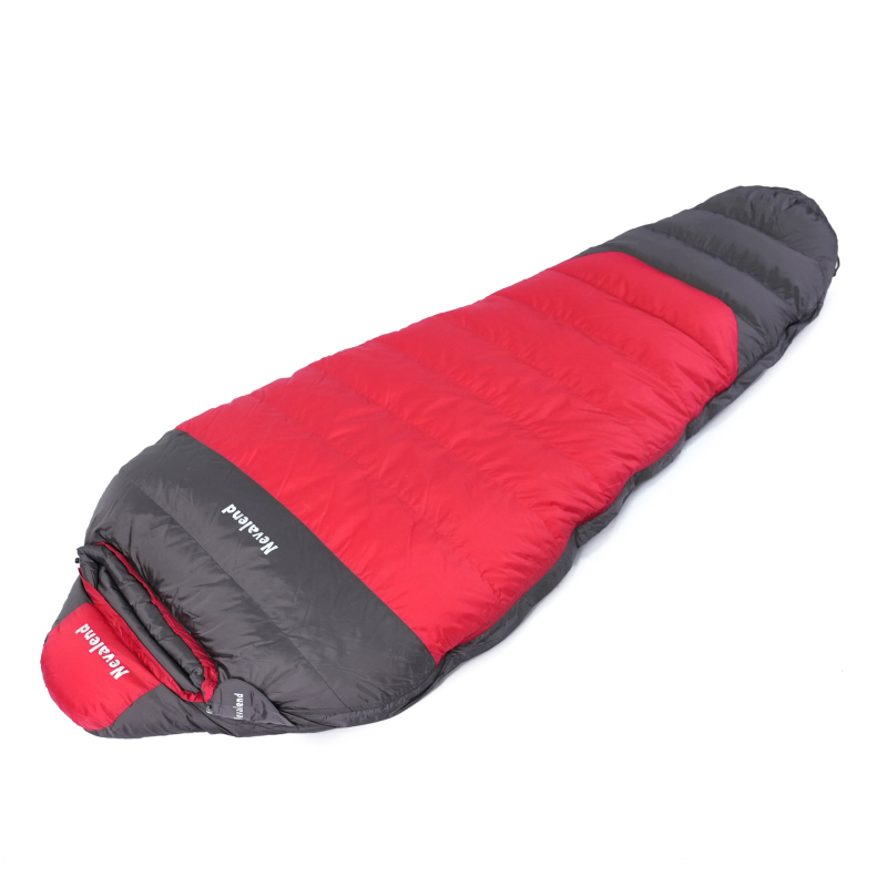 Spavaća vreća s perjem, mumijskog oblika, za kampiranje, odrasli, 3 kg, najlon 320T, punilo bijelo gusje perje, podstava Chunya