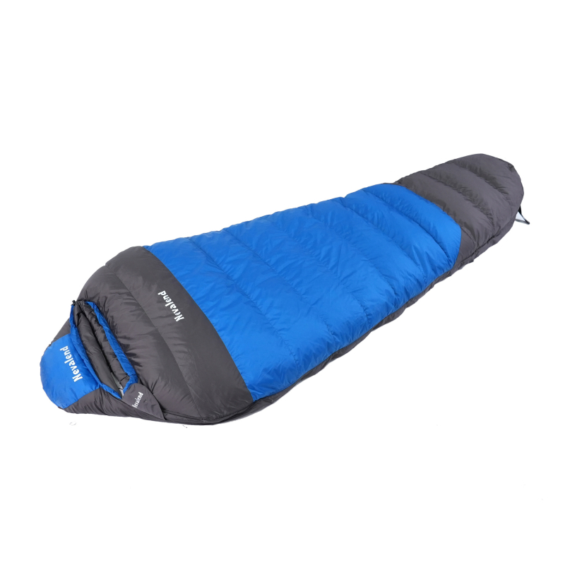 Spavaća vreća s perjem, mumijskog oblika, za kampiranje, odrasli, 3 kg, najlon 320T, punilo bijelo gusje perje, podstava Chunya