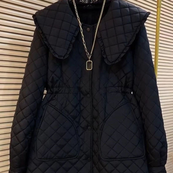 Ženski kaput s Chenille tkaninom, punjenje Silk-Cotton, Spandex miješavina, Polo ovratnik, rukavi u stilu princeze