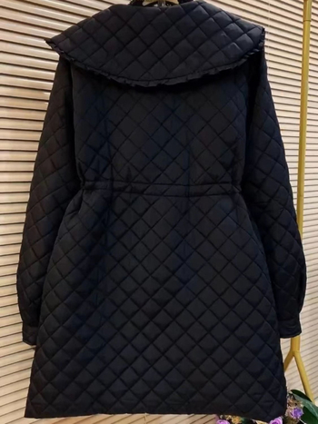Ženski kaput s Chenille tkaninom, punjenje Silk-Cotton, Spandex miješavina, Polo ovratnik, rukavi u stilu princeze